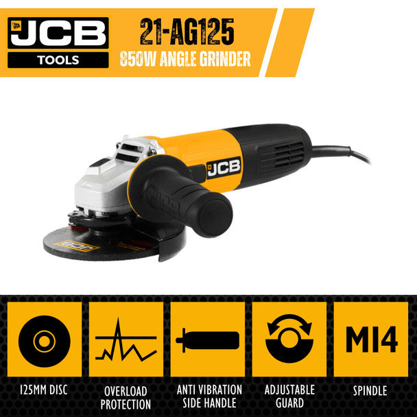 125mm / 5" Electric Angle Grinder, 850W/240V M14 Thread | JCB