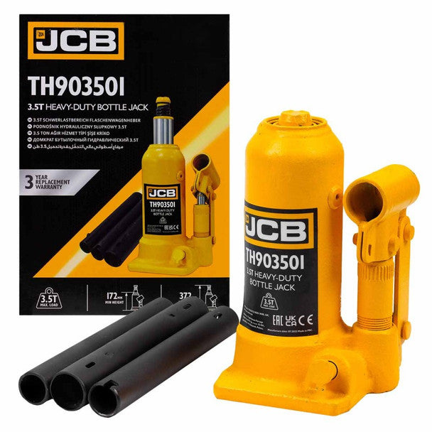 3.5 Tonne Heavy-Duty Automotive Hydraulic Bottle Jack, 372mm Max Lift | JCB