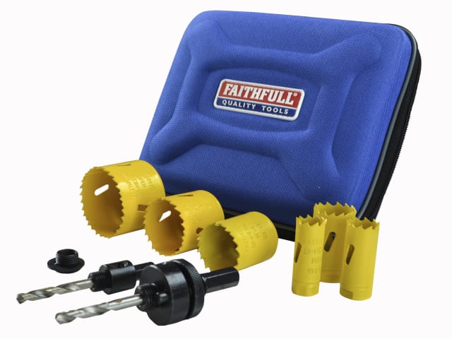 Universal Varipitch Holesaw Plumbers Kit (9 Piece / 19-57mm) | Faithfull