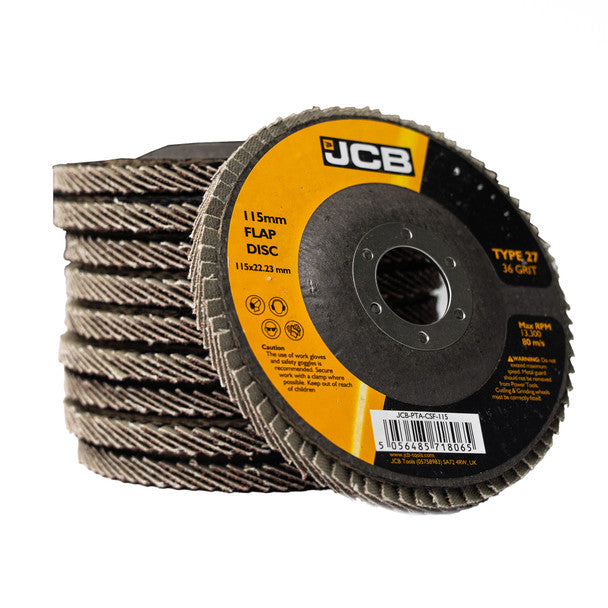 115MM / 4.5" Metal Flap Discs 36 Grit (Pack of 10) | JCB