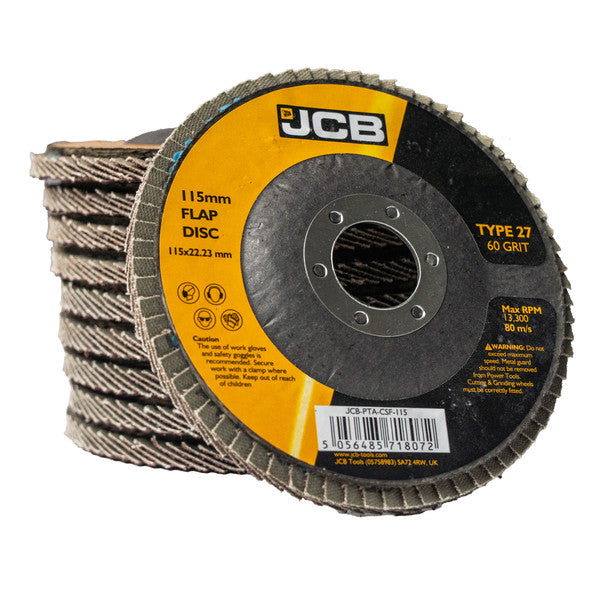 115MM / 4.5" Metal Flap Discs 60 Grit (Pack of 10) | JCB