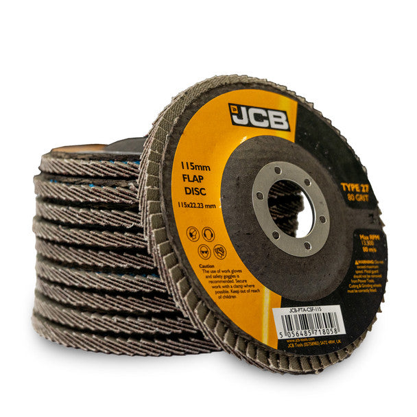 115MM / 4.5" Metal Flap Discs 80 Grit (Pack of 10) | JCB