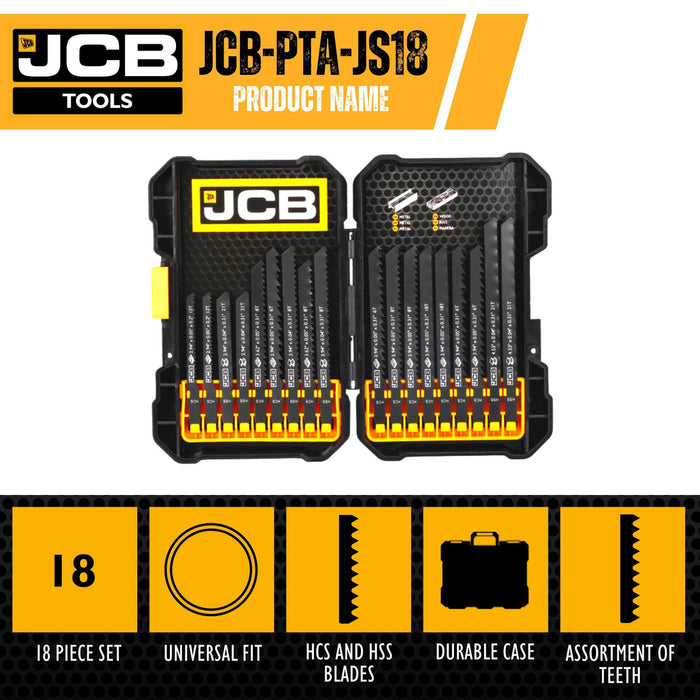 18 Piece Jigsaw Blade Kit, Universal T-Shank Fit | JCB