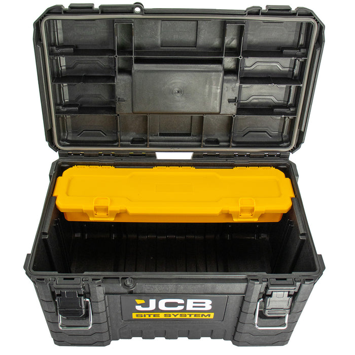 JCB Site System, 3 Piece Modular Tool Storage, Box & Organiser With Cart, 9" Wheels | JCB