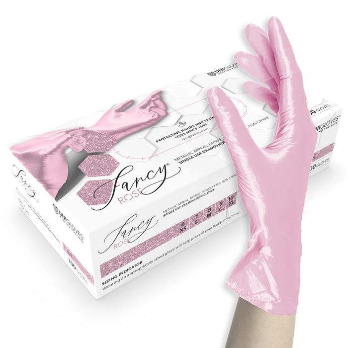 Disposable Nitrile Examination Gloves Chemical Protection Fancy Rose | Unigloves