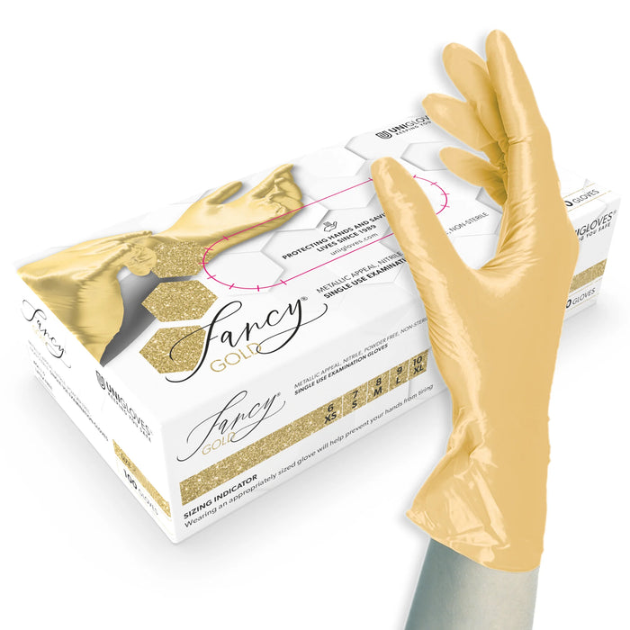 Disposable Nitrile Examination Gloves Chemical Protection Fancy Gold | Unigloves