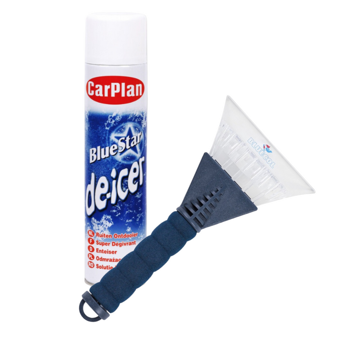 Car & Vehicle De-Icing Pack (De-Icer & Scraper) | Carplan x Bluecol