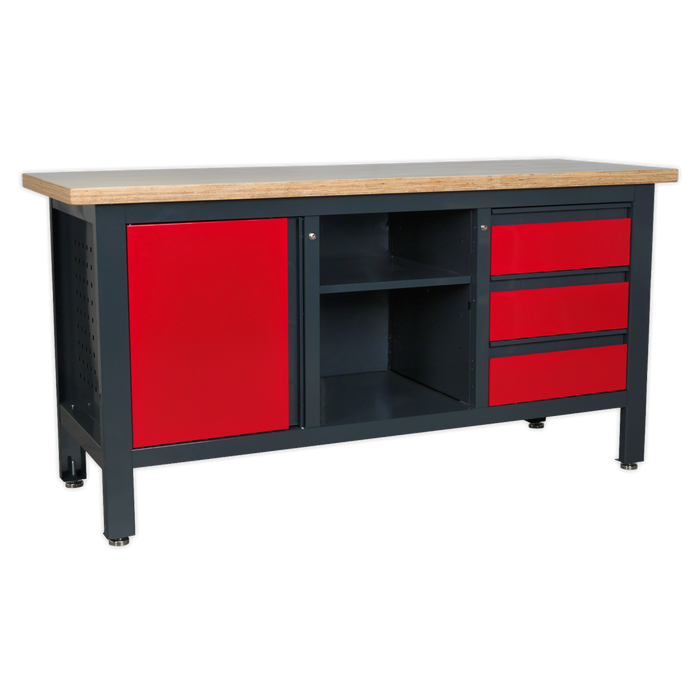 Workstation With 3 Drawers, 1 Cupboards & Open Storage | Sealey