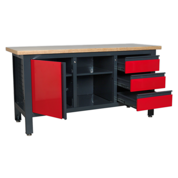 Workstation With 3 Drawers, 1 Cupboards & Open Storage | Sealey