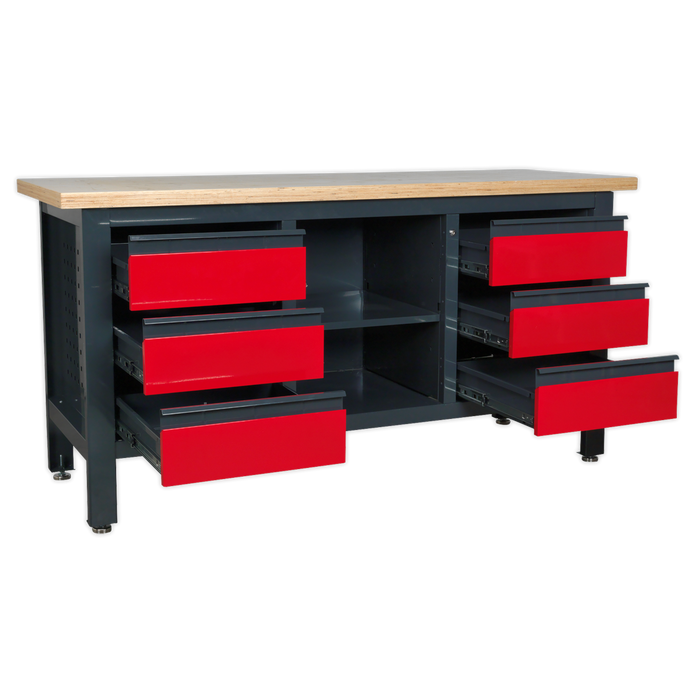 Workstation With 6 Drawers & Open Storage | Sealey