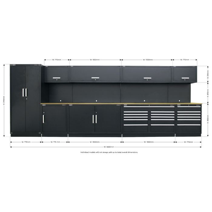 Premier 5.6 Metre Storage System - Oak Worktop | Sealey