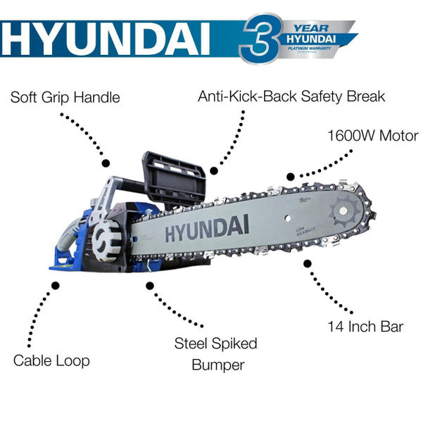 14" / 35cm Electric Chainsaw 1600W / 230V | Hyundai