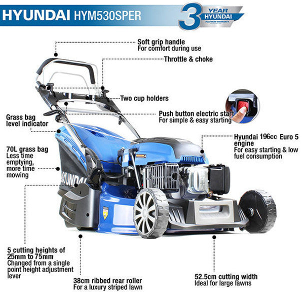 Hyundai petrol lawnmower with roller sale