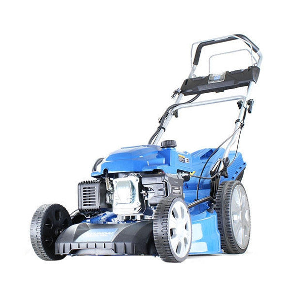 224cc 4-in-1 Electric-Start Self-Propelled Petrol Lawnmower, Mulch, Rear & Side Discharge, Hose Connector (21" / 53cm) | Hyundai