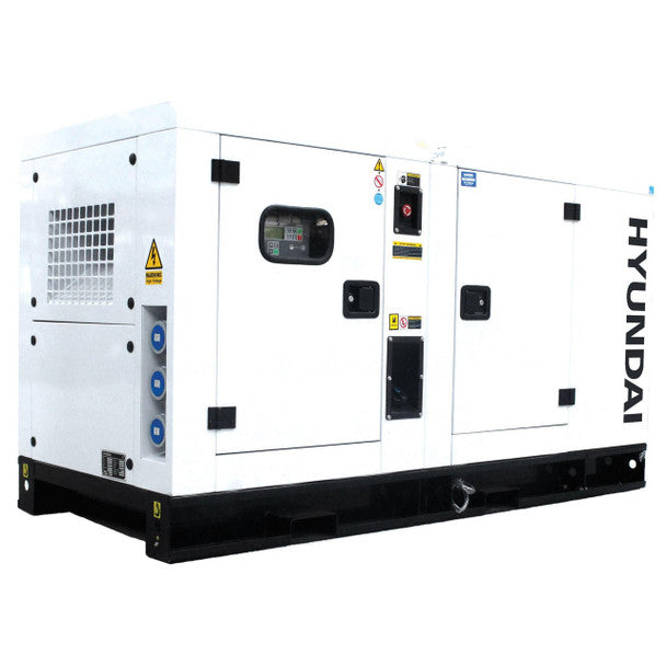 27.5kW / 34kVA Three Phase, 400V / 230V Diesel Generator, 1500RPM Water-Cooled Slow Running Genset, Silenced Canopy | Hyundai