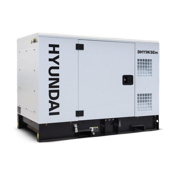 9kW / 11.25kVA Silenced Diesel Generator, Slow Running, 1500RPM Water Cooled, Single Phase 230V Genset | Hyundai