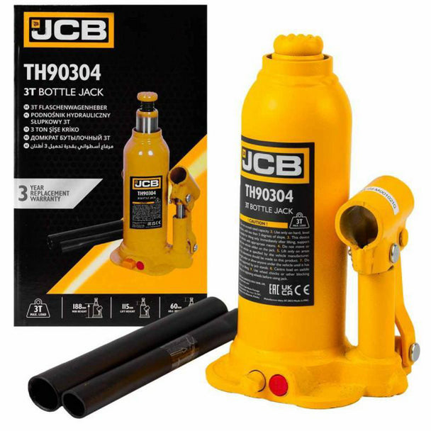 3 Tonne Automotive Hydraulic Bottle Jack, 363mm Max Lift | JCB