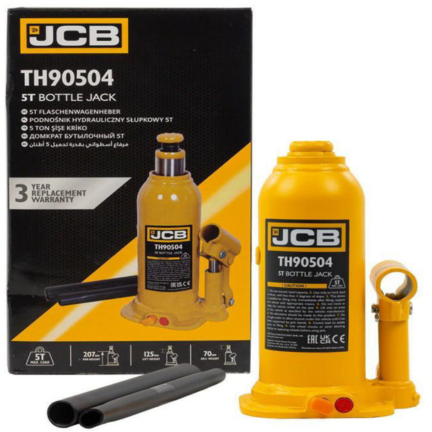 5 Tonne Automotive Hydraulic Bottle Jack, 402mm Max Lift | JCB