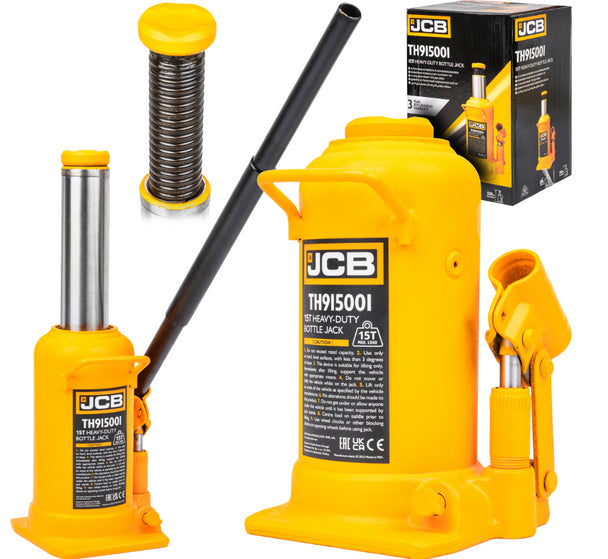 15 Tonne Heavy-Duty Automotive Hydraulic Bottle Jack, 508mm Max Lift | JCB