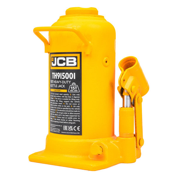 15 Tonne Heavy-Duty Automotive Hydraulic Bottle Jack, 508mm Max Lift | JCB